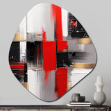 Red and Gold Cubic Abstract I - Asymmetric Metal Wall Art