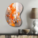 Orange Brown Shattered Realities - Asymmetric Metal Wall Art