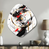 Black Red Multifaceted Whirls - Asymmetric Metal Wall Art