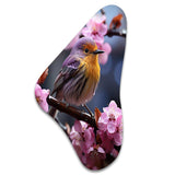 Yellow Bird On Blossom Cherry III - Asymmetric Metal Wall Art