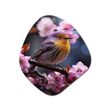 Yellow Bird On Blossom Cherry III - Asymmetric Metal Wall Art