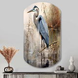 Graceful Heron Waterbird IV - Asymmetric Metal Wall Art