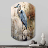 Graceful Heron Waterbird IV - Asymmetric Metal Wall Art