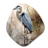 Graceful Heron Waterbird IV - Asymmetric Metal Wall Art