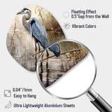 Graceful Heron Waterbird IV - Asymmetric Metal Wall Art