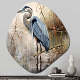 Graceful Heron Waterbird IV - Asymmetric Metal Wall Art