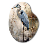 Graceful Heron Waterbird IV - Asymmetric Metal Wall Art