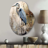 Graceful Heron Waterbird IV - Asymmetric Metal Wall Art