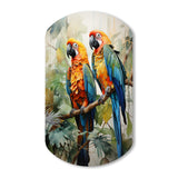 Two Parrots On Branch I - Asymmetric Metal Wall Art