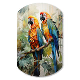 Two Parrots On Branch I - Asymmetric Metal Wall Art