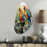 Two Parrots On Branch I - Asymmetric Metal Wall Art