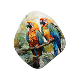 Two Parrots On Branch I - Asymmetric Metal Wall Art