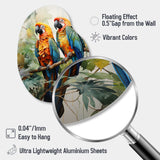 Two Parrots On Branch I - Asymmetric Metal Wall Art