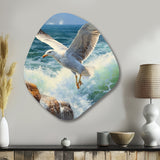 Seagull By The Sea III - Asymmetric Metal Wall Art