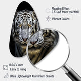 Fierce White Tiger II - Asymmetric Metal Wall Art