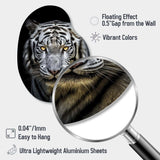 Fierce White Tiger II - Asymmetric Metal Wall Art