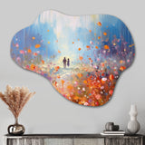 Couple Walking In Artful Romance - Asymmetric Metal Wall Art