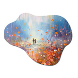 Couple Walking In Artful Romance - Asymmetric Metal Wall Art