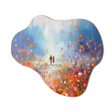 Couple Walking In Artful Romance - Asymmetric Metal Wall Art