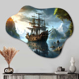 Pirate Ship At Sea - Asymmetric Metal Wall Art