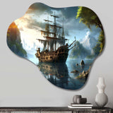 Pirate Ship At Sea - Asymmetric Metal Wall Art