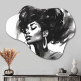 Black and White African American Woman III - Asymmetric Metal Wall Art