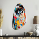 Female Pop Art Portrait I - Asymmetric Metal Wall Art