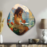 Woman In Paris Portrait V - Asymmetric Metal Wall Art