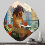 Woman In Paris Portrait V - Asymmetric Metal Wall Art