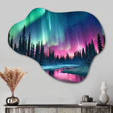 Northern Lights In Alaska II - Asymmetric Metal Wall Art