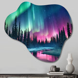 Northern Lights In Alaska II - Asymmetric Metal Wall Art