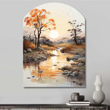 Orange Grey African Valley - Asymmetric Metal Wall Art