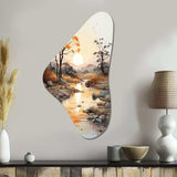 Orange Grey African Valley - Asymmetric Metal Wall Art