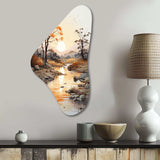 Orange Grey African Valley - Asymmetric Metal Wall Art