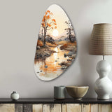 Orange Grey African Valley - Asymmetric Metal Wall Art