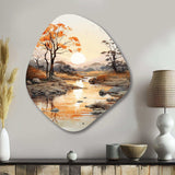 Orange Grey African Valley - Asymmetric Metal Wall Art