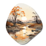 Orange Grey African Valley - Asymmetric Metal Wall Art