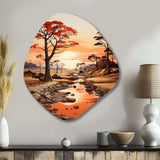 Red Beige African Valley - Asymmetric Metal Wall Art