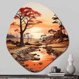 Red Beige African Valley - Asymmetric Metal Wall Art