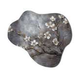 White Grey Cherry Blossum Harmony II - Asymmetric Metal Wall Art