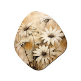 Vintage Brown Daisies Flower I - Asymmetric Metal Wall Art