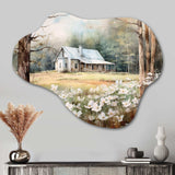 White Grey Dogwood At The Farm II - Asymmetric Metal Wall Art