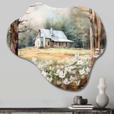 White Grey Dogwood At The Farm II - Asymmetric Metal Wall Art