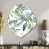 White Green Minimalism Eucalyptus Essence I - Asymmetric Metal Wall Art