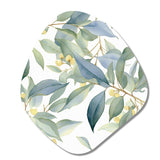 White Green Minimalism Eucalyptus Essence I - Asymmetric Metal Wall Art