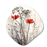 Red Grey Herb Garden I - Asymmetric Metal Wall Art