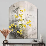 Yellow Grey Herb Garden - Asymmetric Metal Wall Art