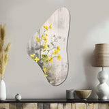 Yellow Grey Herb Garden - Asymmetric Metal Wall Art