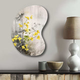 Yellow Grey Herb Garden - Asymmetric Metal Wall Art