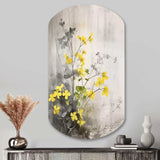 Yellow Grey Herb Garden - Asymmetric Metal Wall Art